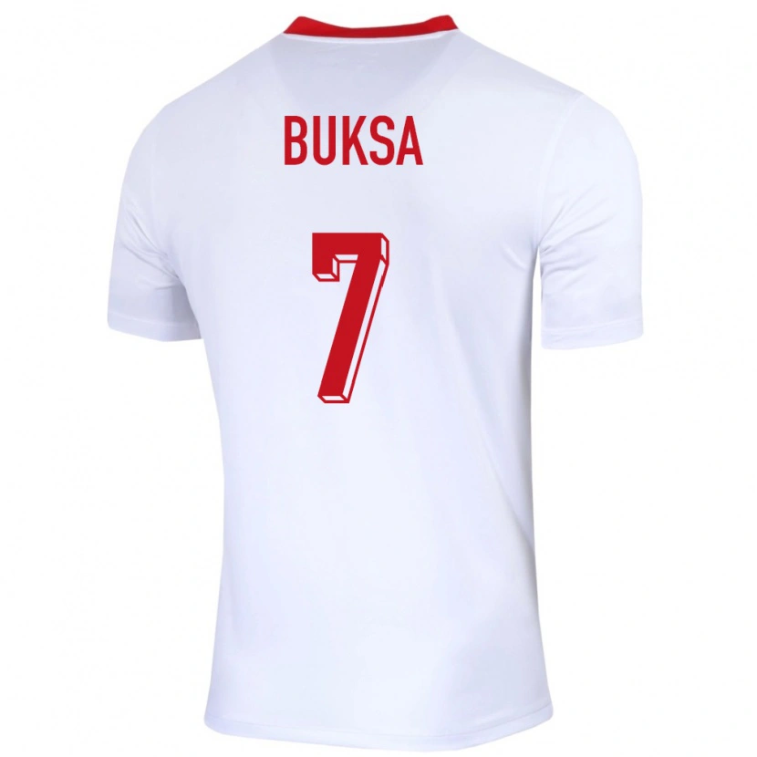 Danxen Børn Polen Aleksander Buksa #7 Hvid Hjemmebane Spillertrøjer 24-26 Trøje T-Shirt