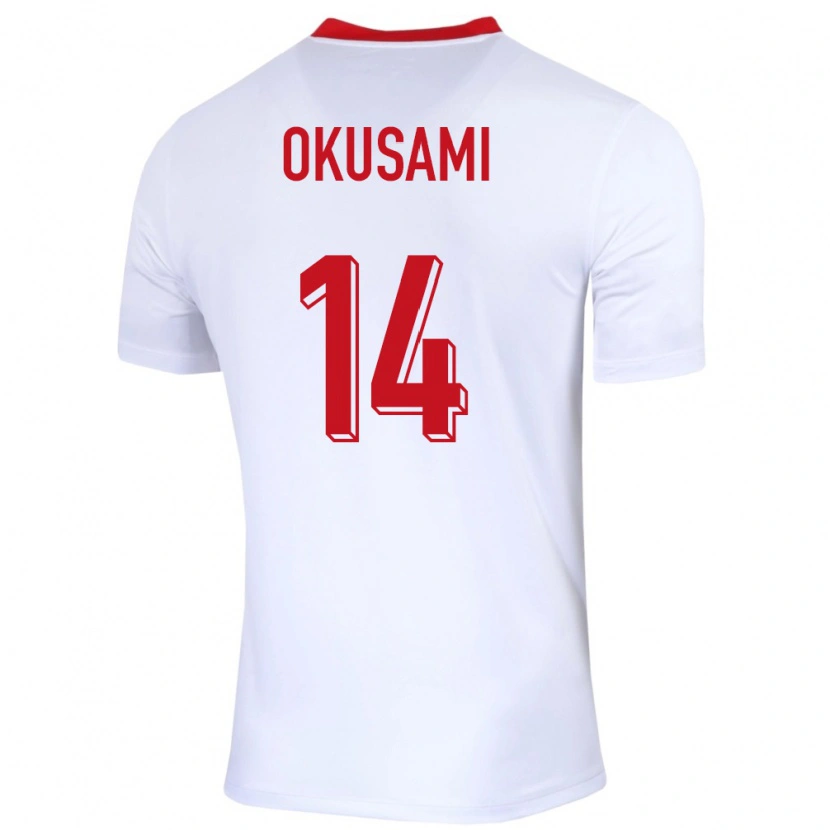 Danxen Børn Polen Jakub Okusami #14 Hvid Hjemmebane Spillertrøjer 24-26 Trøje T-Shirt