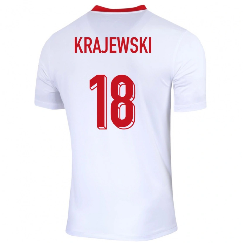 Danxen Børn Polen Marcel Krajewski #18 Hvid Hjemmebane Spillertrøjer 24-26 Trøje T-Shirt