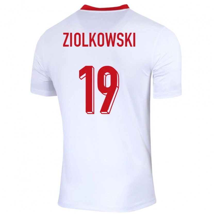 Danxen Børn Polen Jan Ziolkowski #19 Hvid Hjemmebane Spillertrøjer 24-26 Trøje T-Shirt