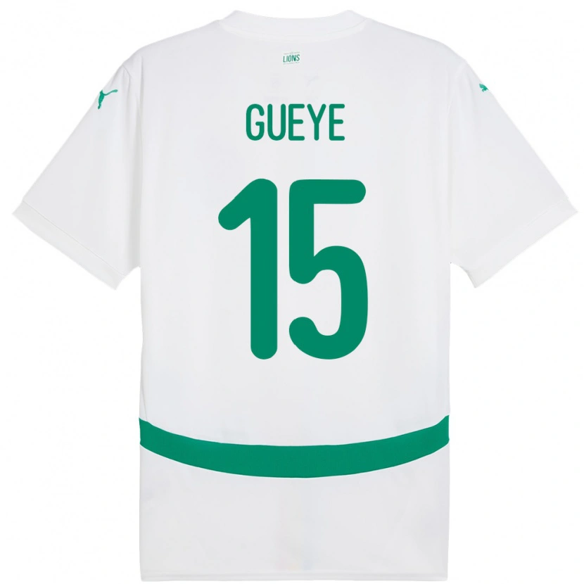 Danxen Børn Senegal Pape Gueye #15 Hvid Hjemmebane Spillertrøjer 24-26 Trøje T-Shirt