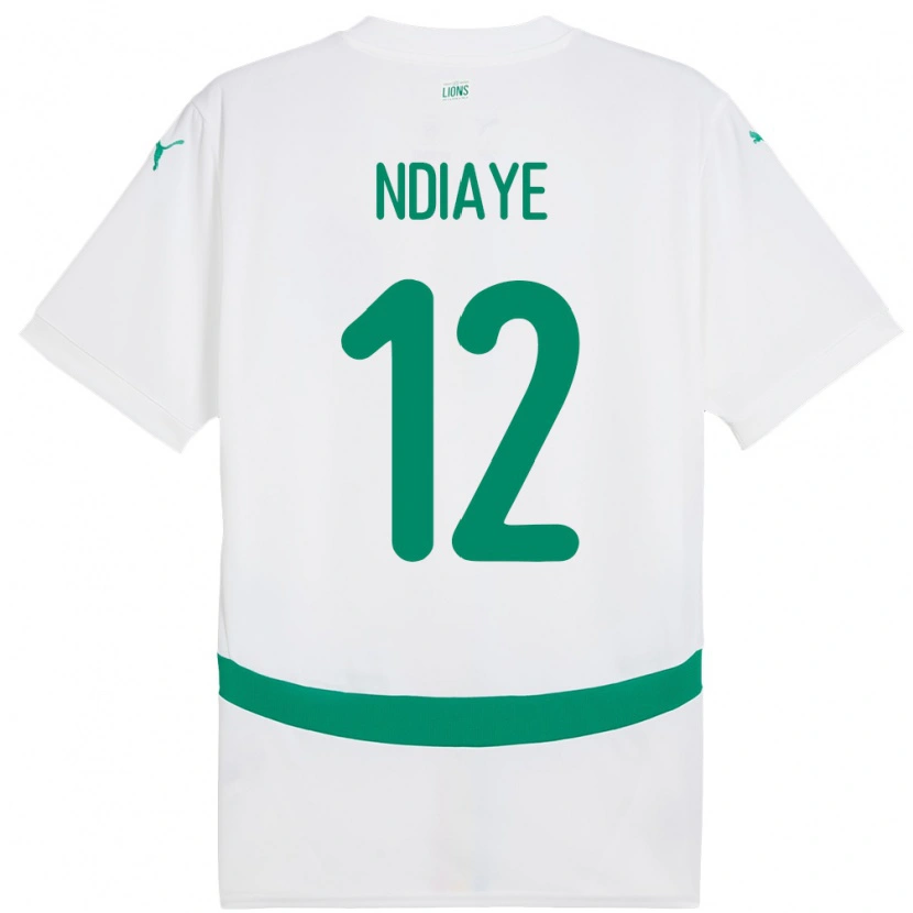 Danxen Børn Senegal Babacar Ndiaye #12 Hvid Hjemmebane Spillertrøjer 24-26 Trøje T-Shirt