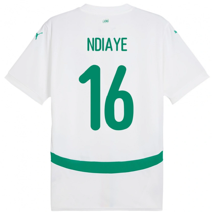 Danxen Børn Senegal Mamour Ndiaye #16 Hvid Hjemmebane Spillertrøjer 24-26 Trøje T-Shirt