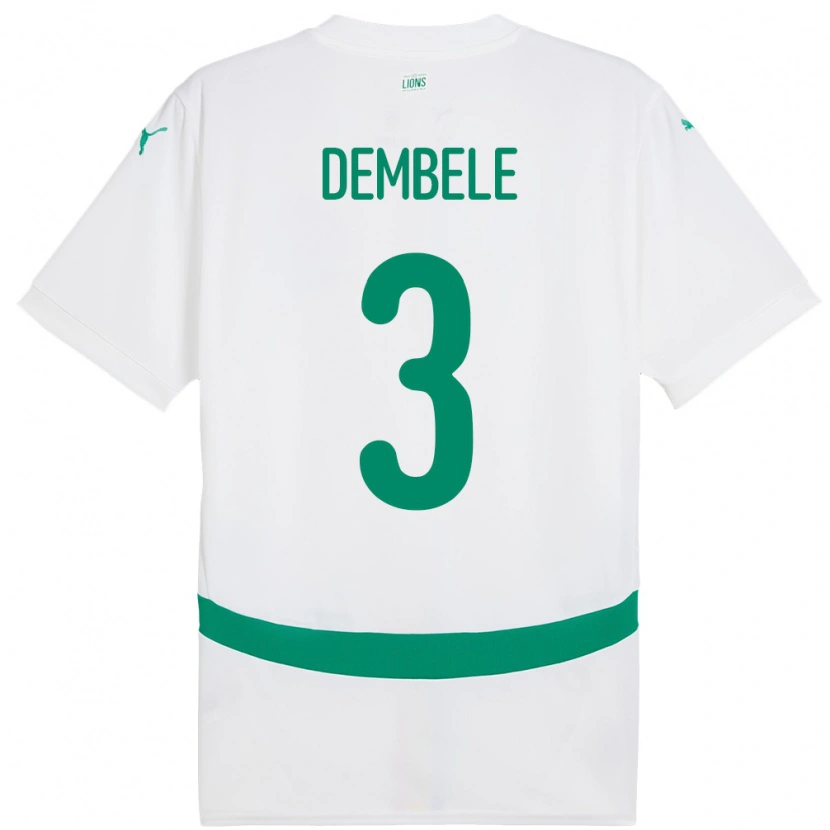 Danxen Børn Senegal Anta Dembele #3 Hvid Hjemmebane Spillertrøjer 24-26 Trøje T-Shirt