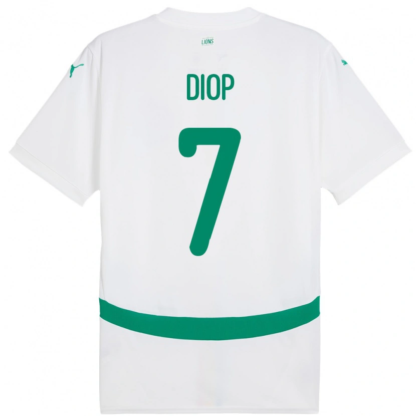 Danxen Børn Senegal Mama Diop #7 Hvid Hjemmebane Spillertrøjer 24-26 Trøje T-Shirt