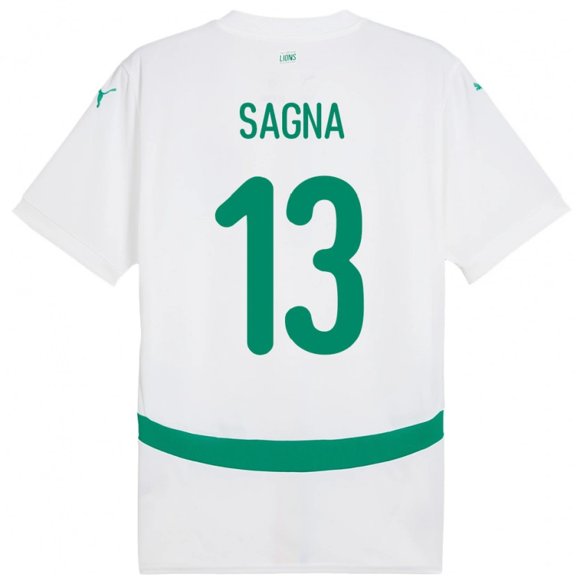 Danxen Børn Senegal Jeannette Sagna #13 Hvid Hjemmebane Spillertrøjer 24-26 Trøje T-Shirt