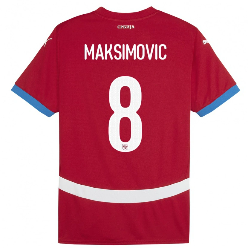 Danxen Børn Serbien Andrija Maksimovic #8 Rød Hjemmebane Spillertrøjer 24-26 Trøje T-Shirt