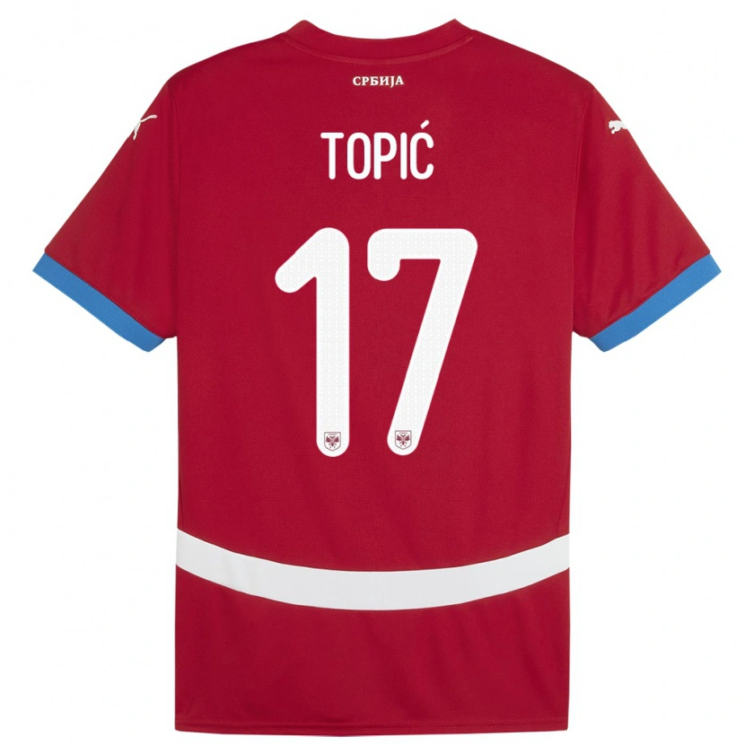 Danxen Børn Serbien Mirko Topić #17 Rød Hjemmebane Spillertrøjer 24-26 Trøje T-Shirt