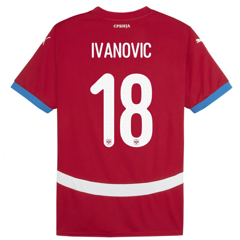 Danxen Børn Serbien Mihailo Ivanovic #18 Rød Hjemmebane Spillertrøjer 24-26 Trøje T-Shirt