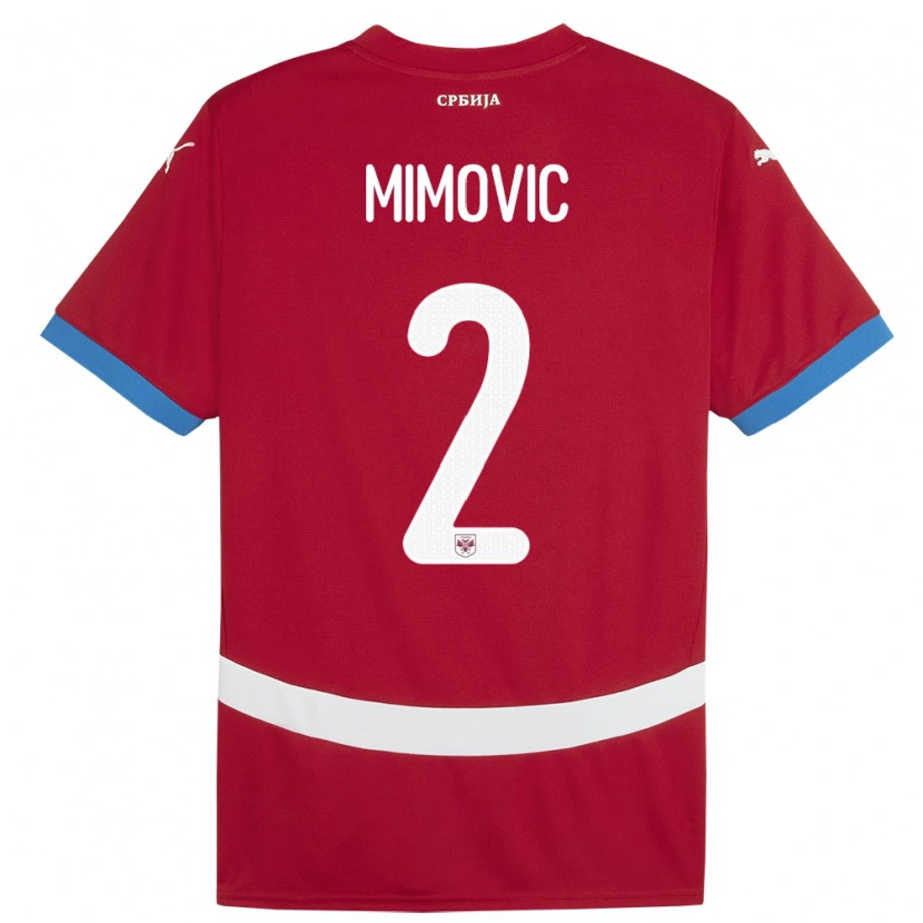 Danxen Børn Serbien Ognjen Mimovic #2 Rød Hjemmebane Spillertrøjer 24-26 Trøje T-Shirt