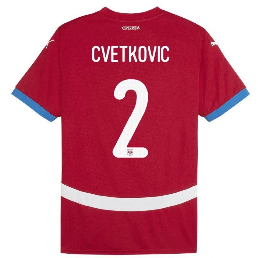 Danxen Børn Serbien Djordje Cvetkovic #2 Rød Hjemmebane Spillertrøjer 24-26 Trøje T-Shirt