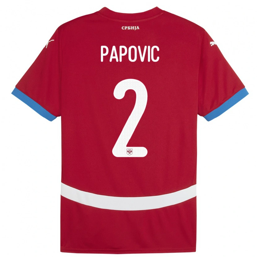 Danxen Børn Serbien Niksa Papovic #2 Rød Hjemmebane Spillertrøjer 24-26 Trøje T-Shirt