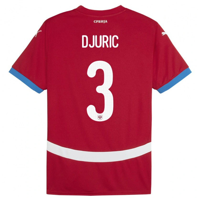 Danxen Børn Serbien David Djuric #3 Rød Hjemmebane Spillertrøjer 24-26 Trøje T-Shirt