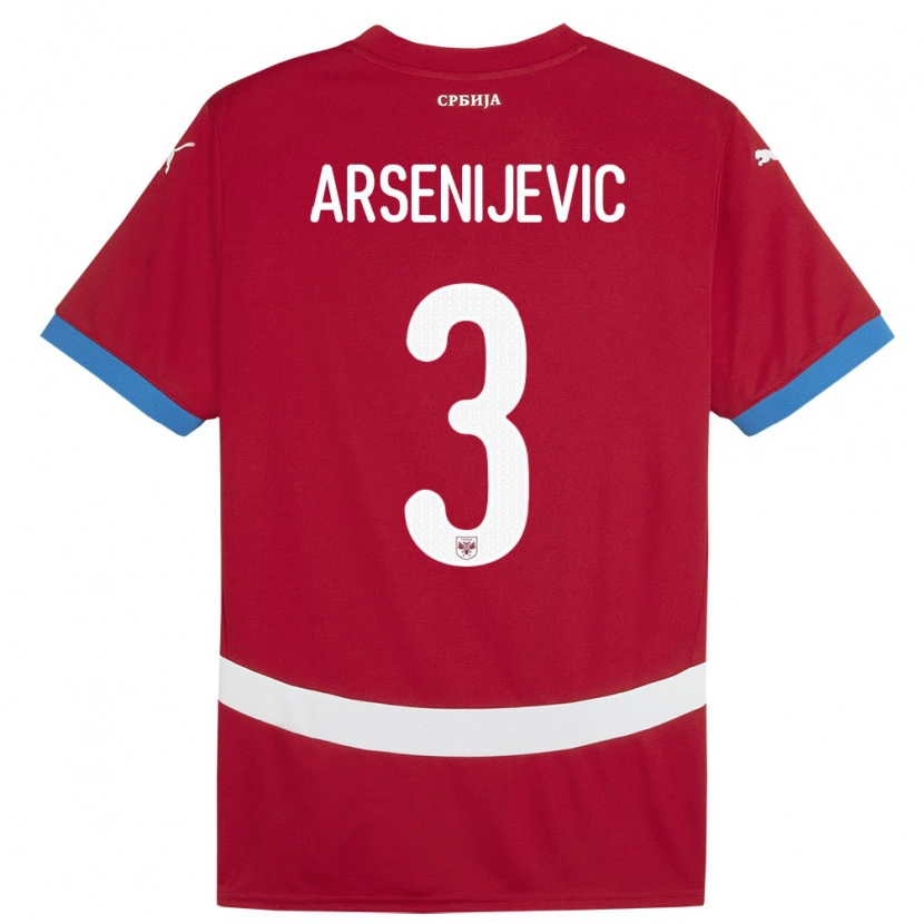 Danxen Børn Serbien Andrej Arsenijevic #3 Rød Hjemmebane Spillertrøjer 24-26 Trøje T-Shirt