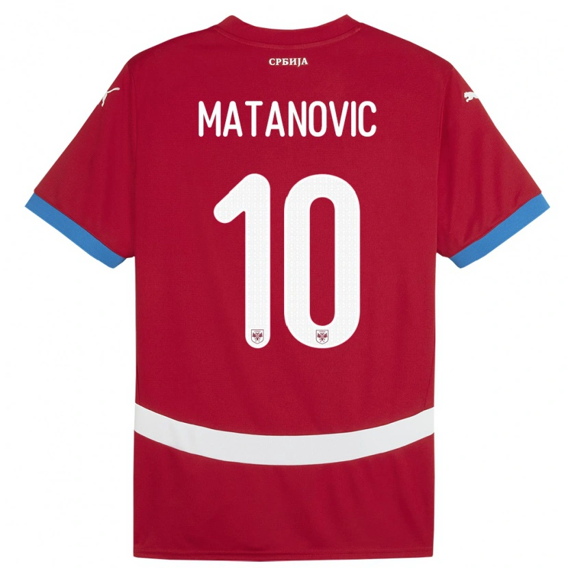 Danxen Børn Serbien Ognjen Matanovic #10 Rød Hjemmebane Spillertrøjer 24-26 Trøje T-Shirt