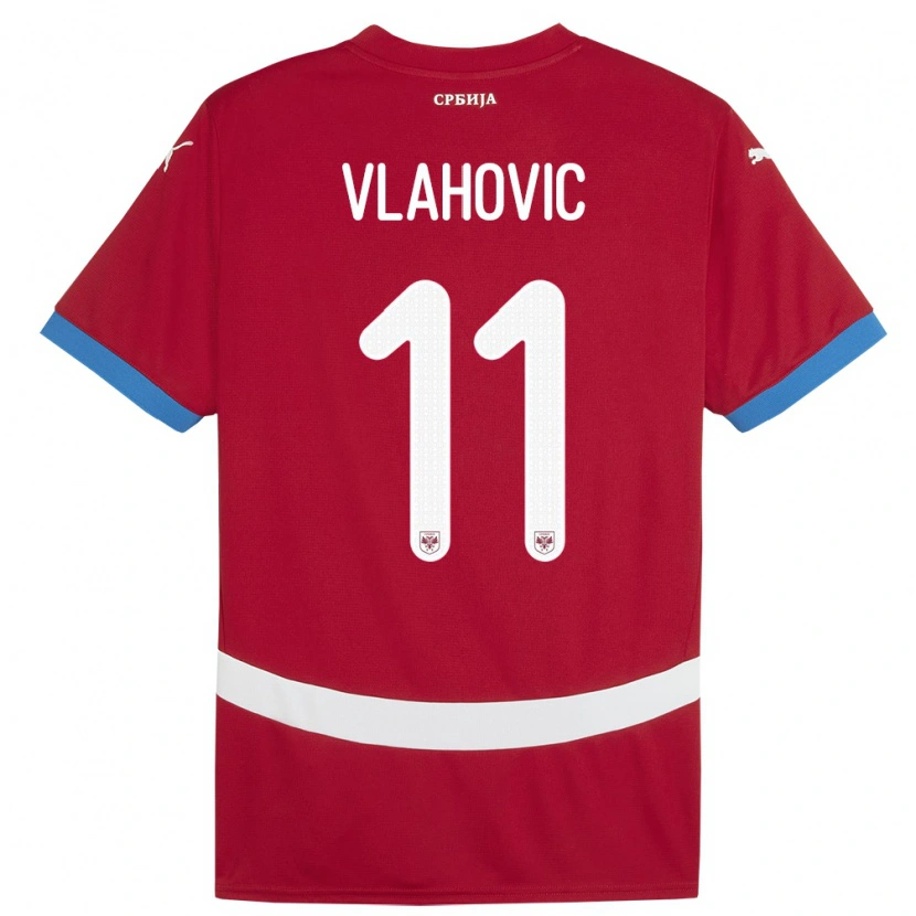 Danxen Børn Serbien Vanja Vlahovic #11 Rød Hjemmebane Spillertrøjer 24-26 Trøje T-Shirt