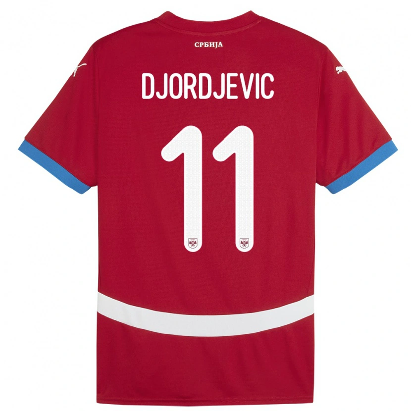 Danxen Børn Serbien Uros Djordjevic #11 Rød Hjemmebane Spillertrøjer 24-26 Trøje T-Shirt