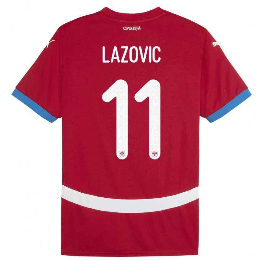 Danxen Børn Serbien Filip Lazovic #11 Rød Hjemmebane Spillertrøjer 24-26 Trøje T-Shirt