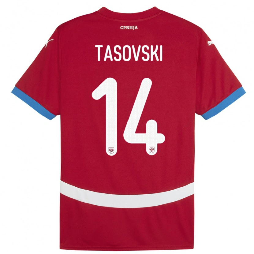 Danxen Børn Serbien Vasil Tasovski #14 Rød Hjemmebane Spillertrøjer 24-26 Trøje T-Shirt