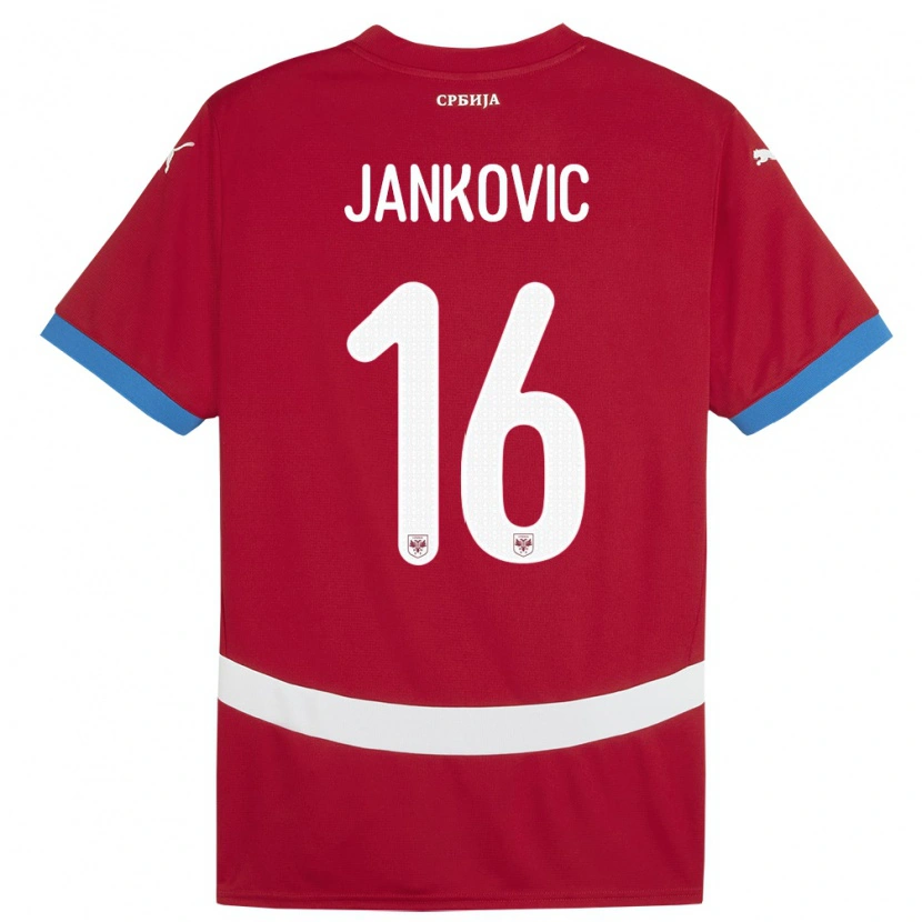 Danxen Børn Serbien Dimitrije Jankovic #16 Rød Hjemmebane Spillertrøjer 24-26 Trøje T-Shirt