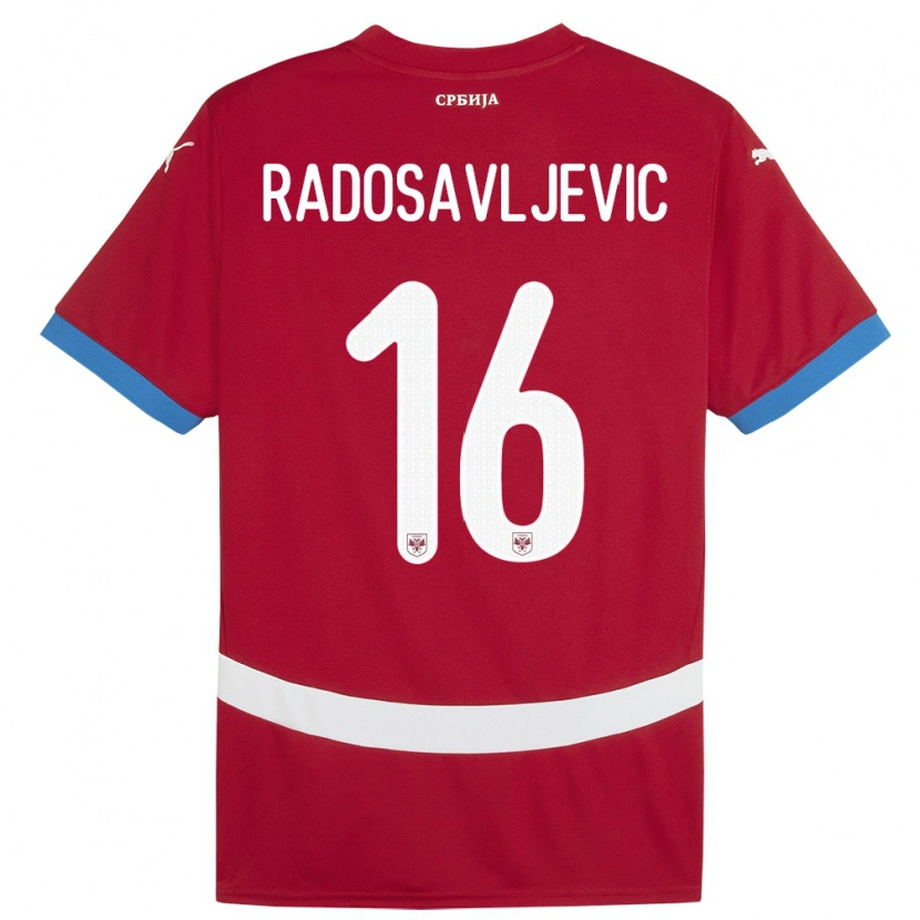 Danxen Børn Serbien Lazar Radosavljevic #16 Rød Hjemmebane Spillertrøjer 24-26 Trøje T-Shirt