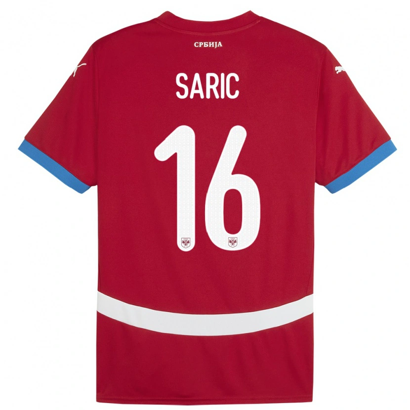 Danxen Børn Serbien Dimitrije Saric #16 Rød Hjemmebane Spillertrøjer 24-26 Trøje T-Shirt