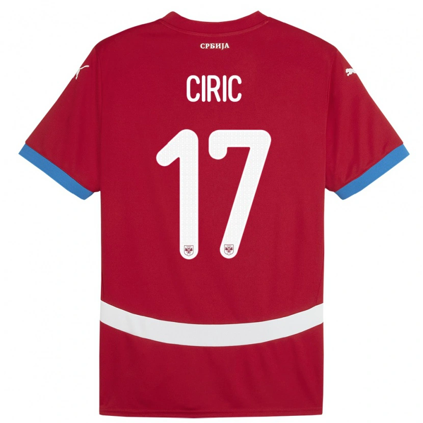 Danxen Børn Serbien Jovan Ciric #17 Rød Hjemmebane Spillertrøjer 24-26 Trøje T-Shirt