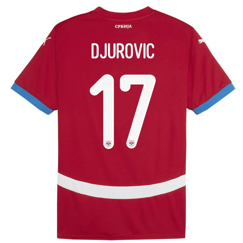 Danxen Børn Serbien Stefan Djurovic #17 Rød Hjemmebane Spillertrøjer 24-26 Trøje T-Shirt