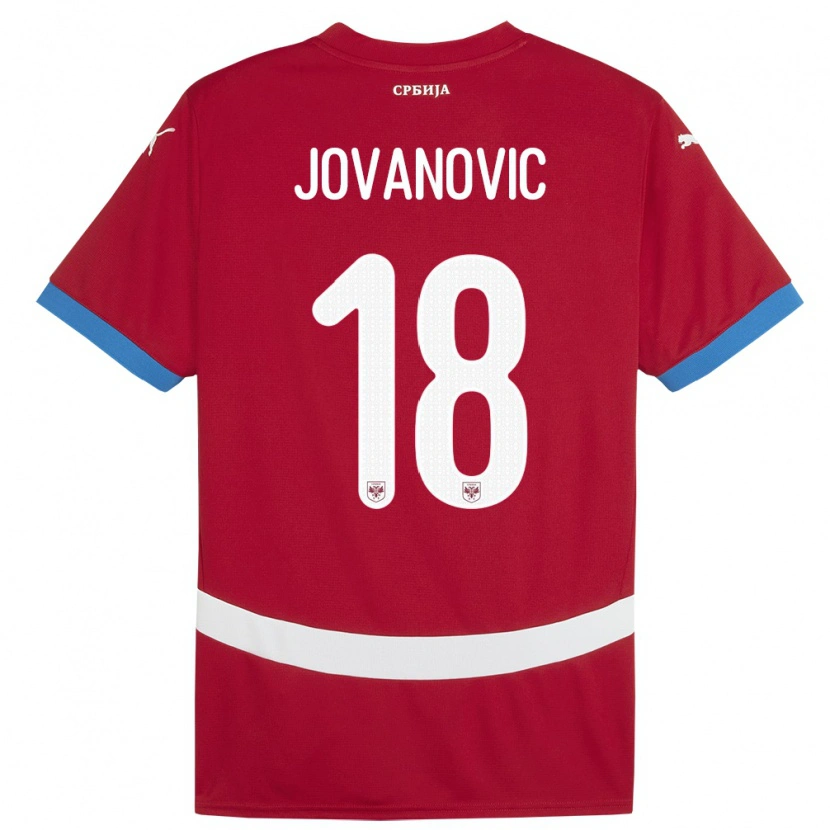 Danxen Børn Serbien Dusan Jovanovic #18 Rød Hjemmebane Spillertrøjer 24-26 Trøje T-Shirt