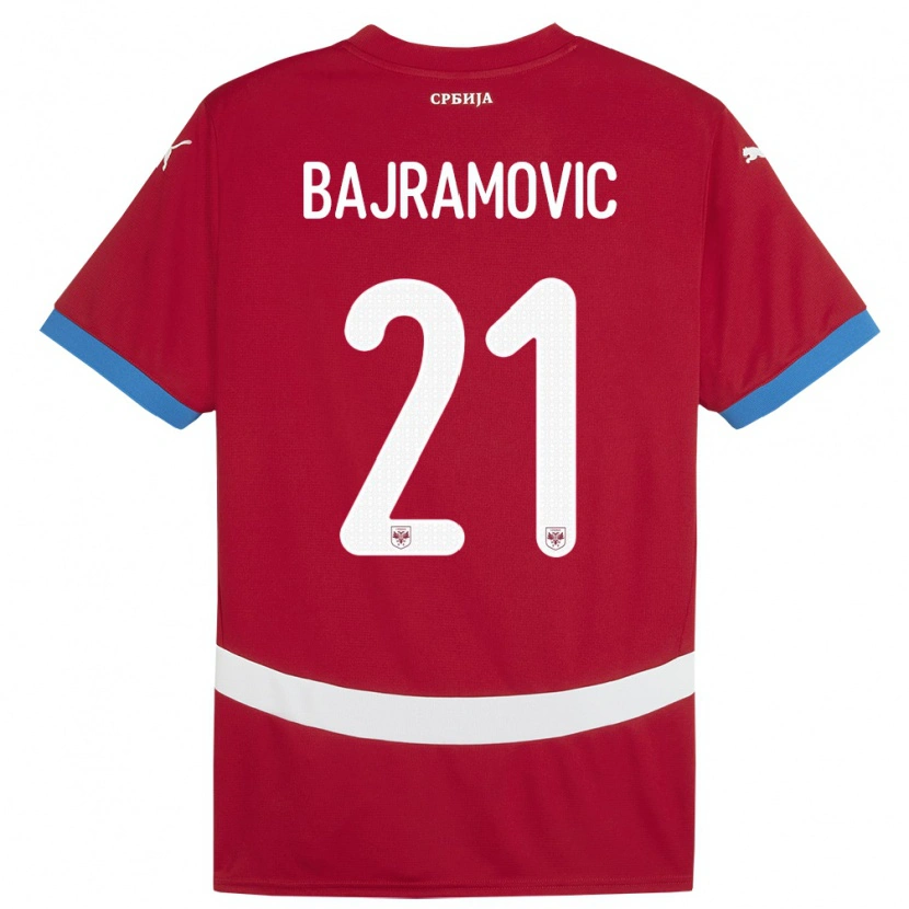 Danxen Børn Serbien Eldin Bajramovic #21 Rød Hjemmebane Spillertrøjer 24-26 Trøje T-Shirt