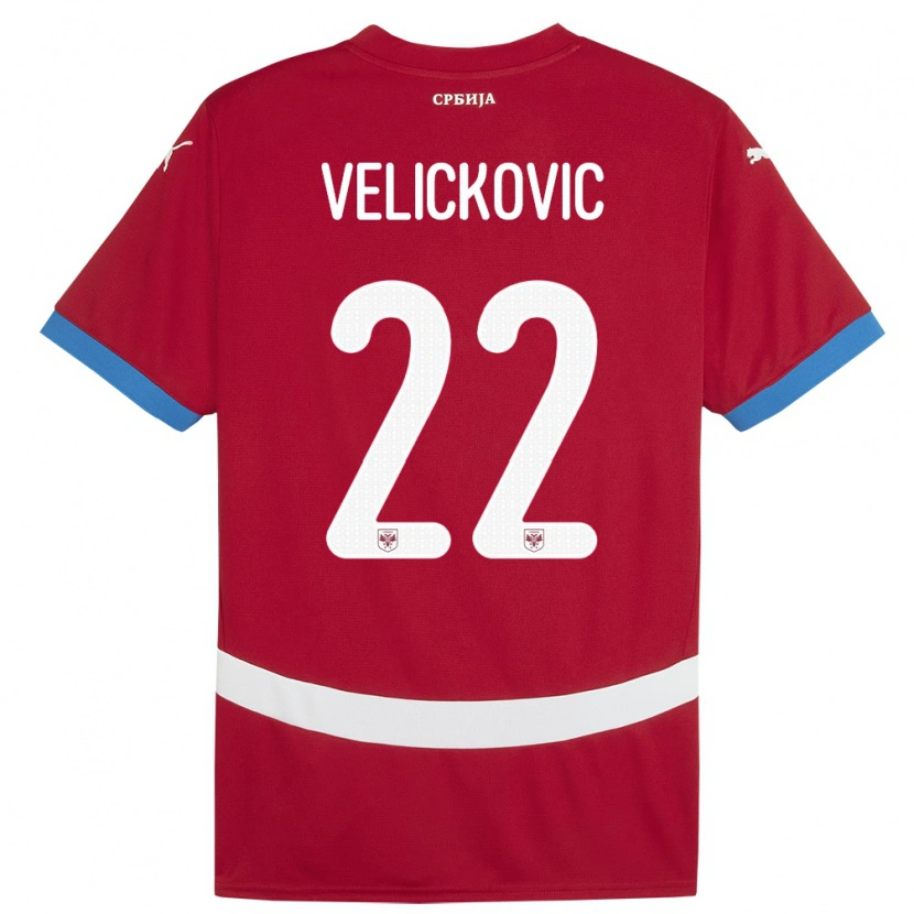 Danxen Børn Serbien Marko Velickovic #22 Rød Hjemmebane Spillertrøjer 24-26 Trøje T-Shirt