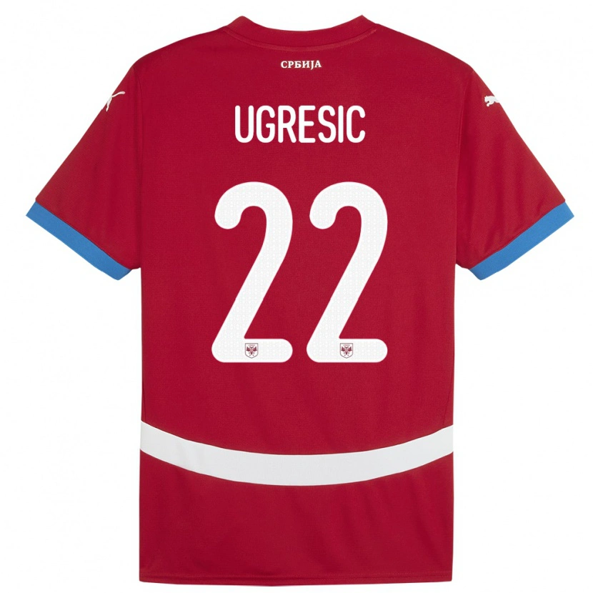 Danxen Børn Serbien Ognjen Ugresic #22 Rød Hjemmebane Spillertrøjer 24-26 Trøje T-Shirt