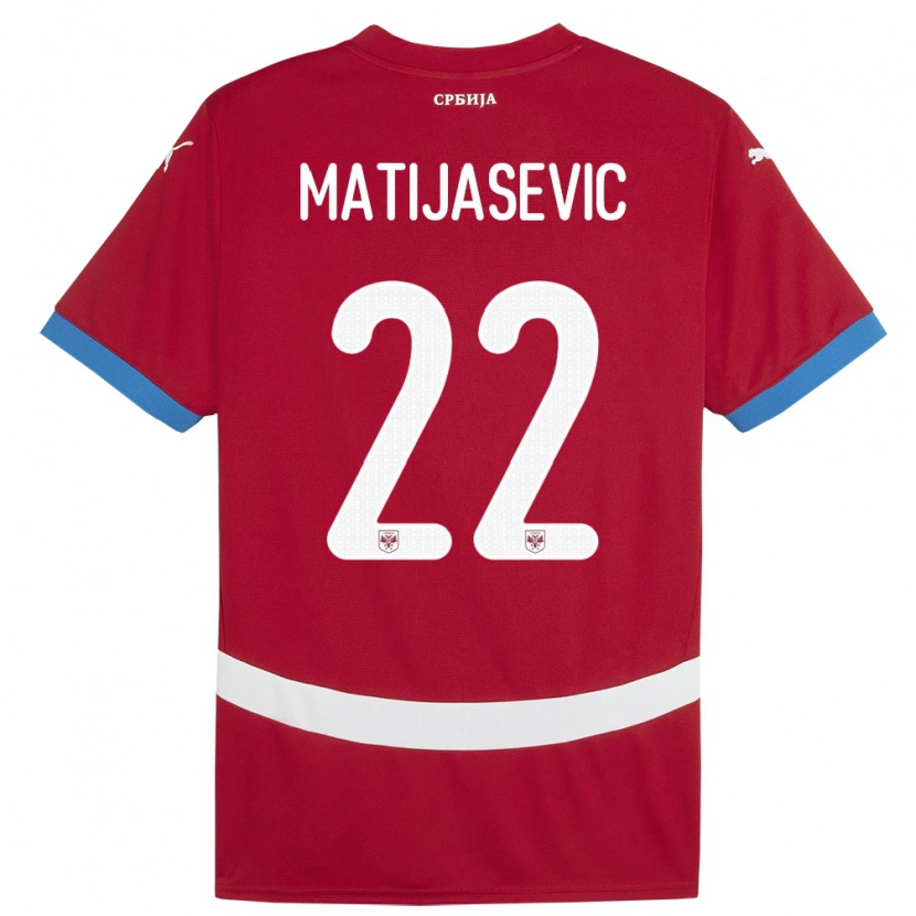 Danxen Børn Serbien Filip Matijasevic #22 Rød Hjemmebane Spillertrøjer 24-26 Trøje T-Shirt