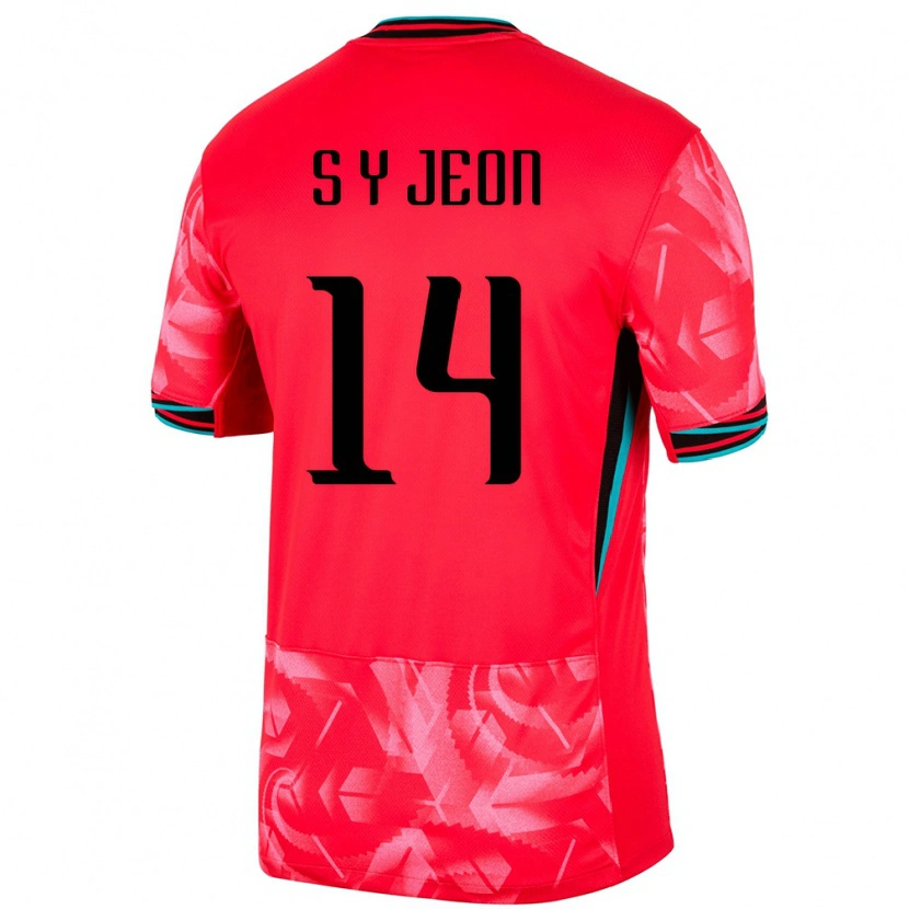 Danxen Børn Sydkorea Yu-Sang Jeon #14 Rød Hjemmebane Spillertrøjer 24-26 Trøje T-Shirt