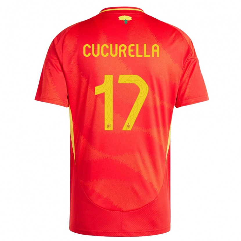 Danxen Børn Spanien Marc Cucurella #17 Rød Hjemmebane Spillertrøjer 24-26 Trøje T-Shirt