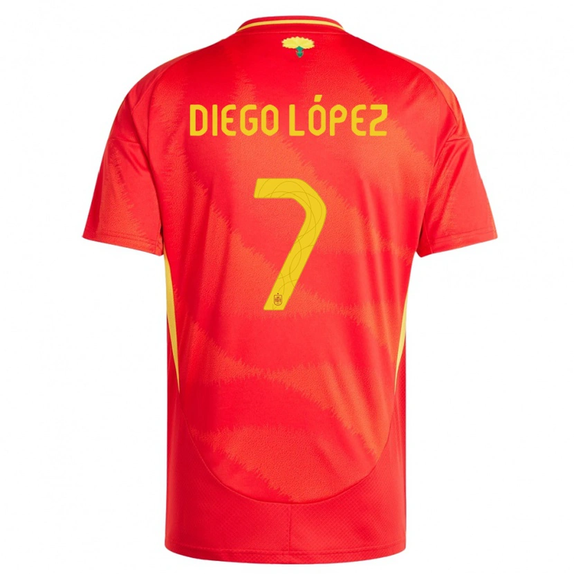 Danxen Børn Spanien Diego López #7 Rød Hjemmebane Spillertrøjer 24-26 Trøje T-Shirt