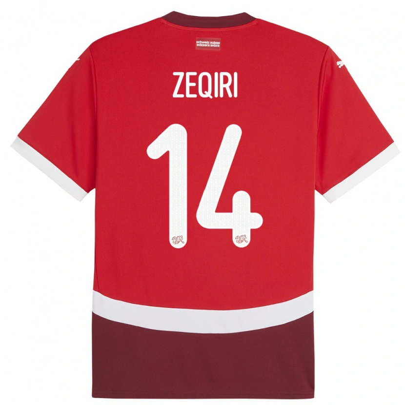 Danxen Børn Schweiz Andi Zeqiri #14 Rød Hjemmebane Spillertrøjer 24-26 Trøje T-Shirt