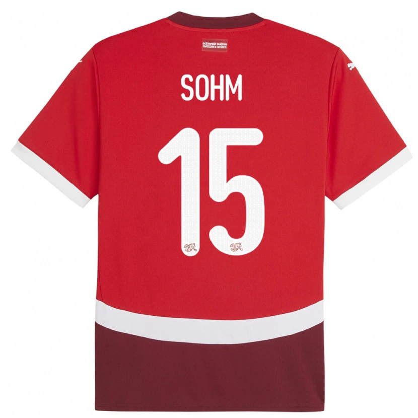 Danxen Børn Schweiz Simon Sohm #15 Rød Hjemmebane Spillertrøjer 24-26 Trøje T-Shirt