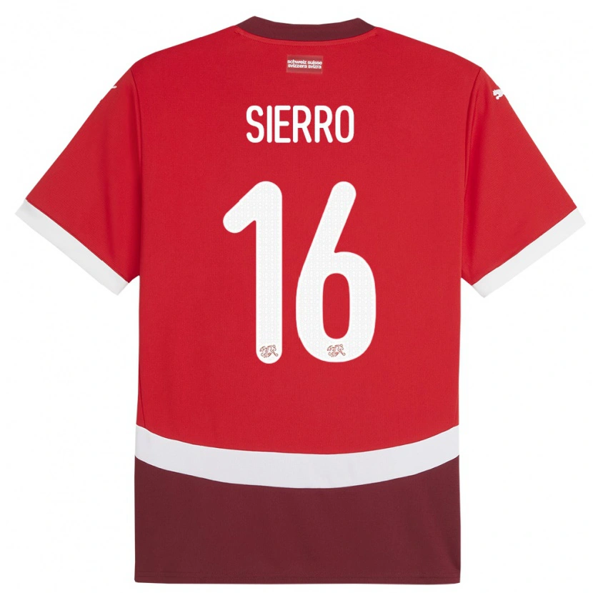 Danxen Børn Schweiz Vincent Sierro #16 Rød Hjemmebane Spillertrøjer 24-26 Trøje T-Shirt