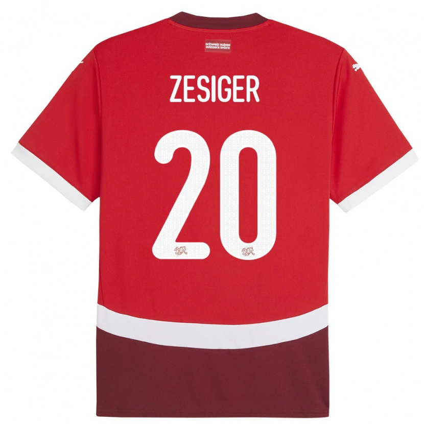 Danxen Børn Schweiz Cédric Zesiger #20 Rød Hjemmebane Spillertrøjer 24-26 Trøje T-Shirt