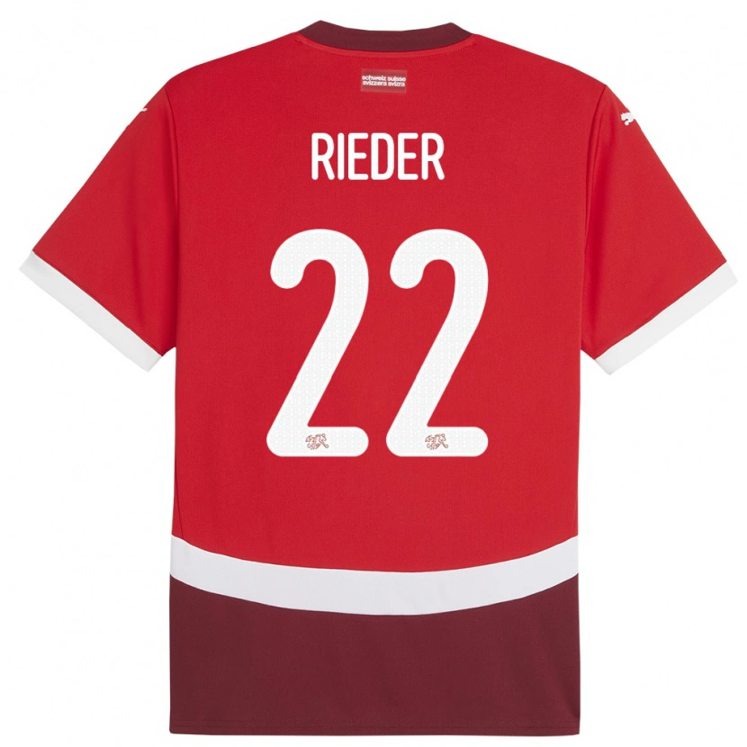 Danxen Børn Schweiz Fabian Rieder #22 Rød Hjemmebane Spillertrøjer 24-26 Trøje T-Shirt