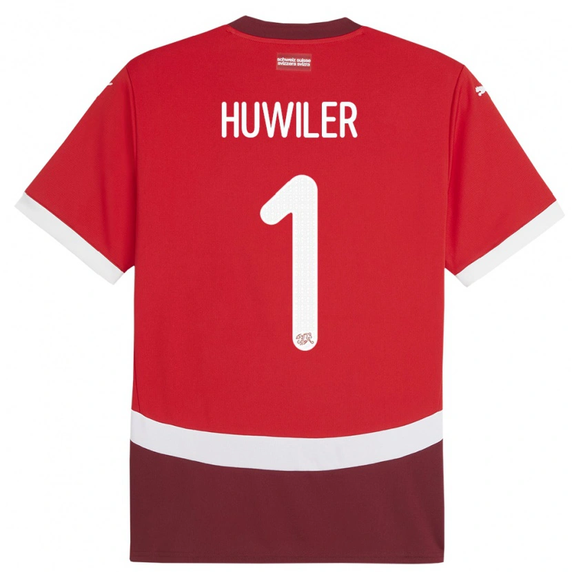 Danxen Børn Schweiz Lionel Huwiler #1 Rød Hjemmebane Spillertrøjer 24-26 Trøje T-Shirt