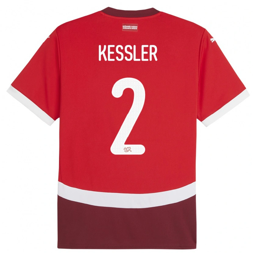 Danxen Børn Schweiz Ryan Kessler #2 Rød Hjemmebane Spillertrøjer 24-26 Trøje T-Shirt