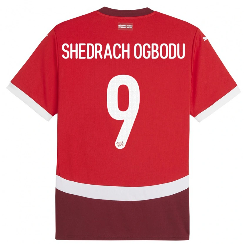 Danxen Børn Schweiz Nathaniel Shedrach Ogbodu #9 Rød Hjemmebane Spillertrøjer 24-26 Trøje T-Shirt