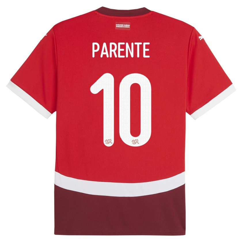 Danxen Børn Schweiz Jason Parente #10 Rød Hjemmebane Spillertrøjer 24-26 Trøje T-Shirt