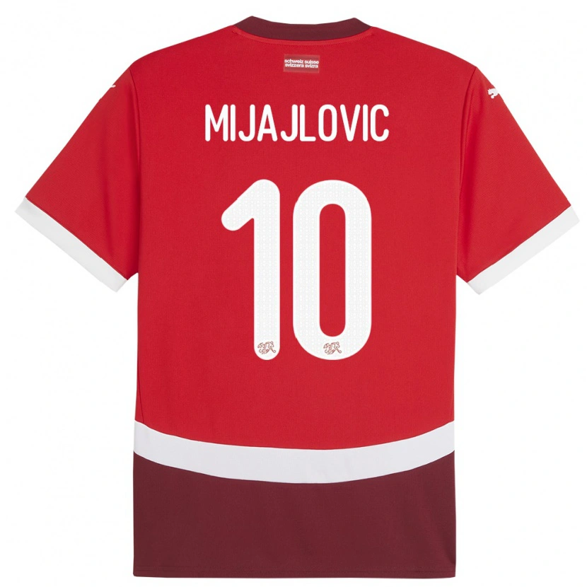 Danxen Børn Schweiz Mladen Mijajlovic #10 Rød Hjemmebane Spillertrøjer 24-26 Trøje T-Shirt