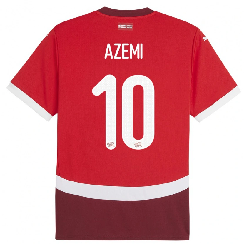 Danxen Børn Schweiz Altin Azemi #10 Rød Hjemmebane Spillertrøjer 24-26 Trøje T-Shirt