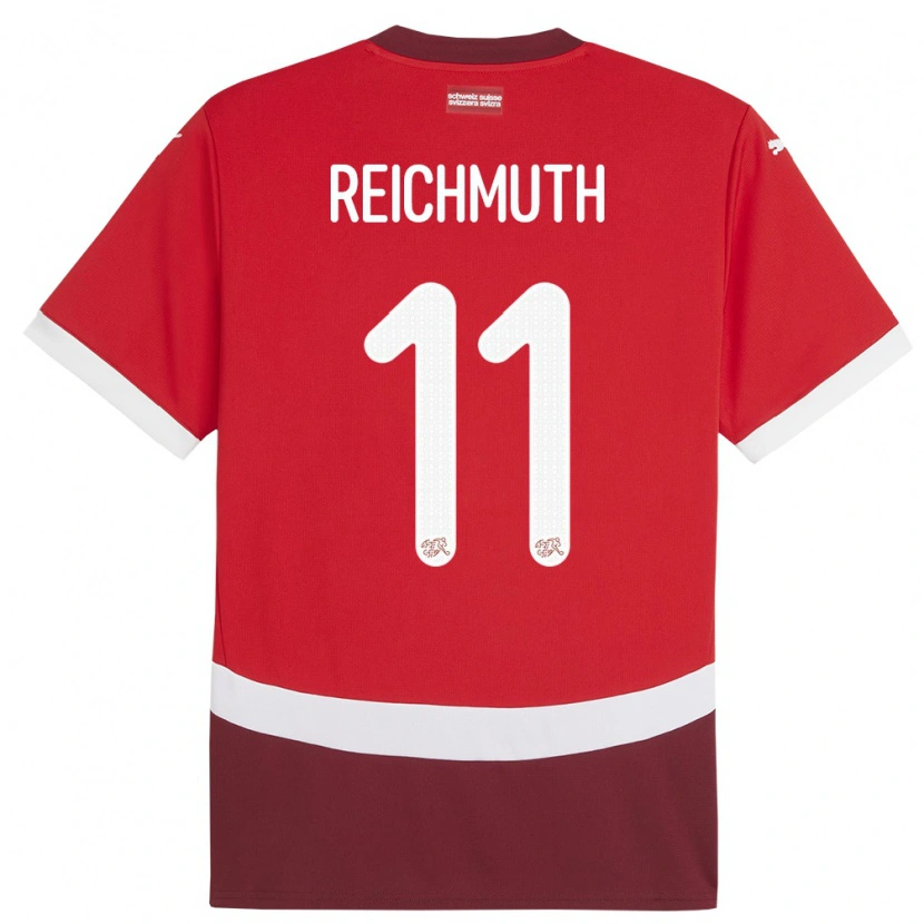 Danxen Børn Schweiz Nils Reichmuth #11 Rød Hjemmebane Spillertrøjer 24-26 Trøje T-Shirt