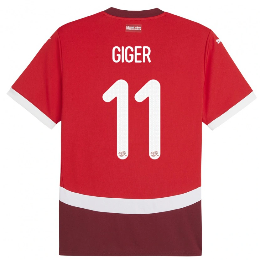 Danxen Børn Schweiz Marc Giger #11 Rød Hjemmebane Spillertrøjer 24-26 Trøje T-Shirt