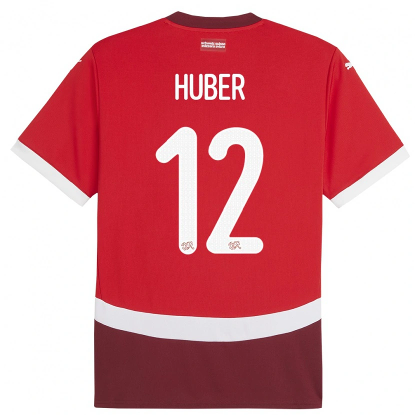 Danxen Børn Schweiz Silas Huber #12 Rød Hjemmebane Spillertrøjer 24-26 Trøje T-Shirt